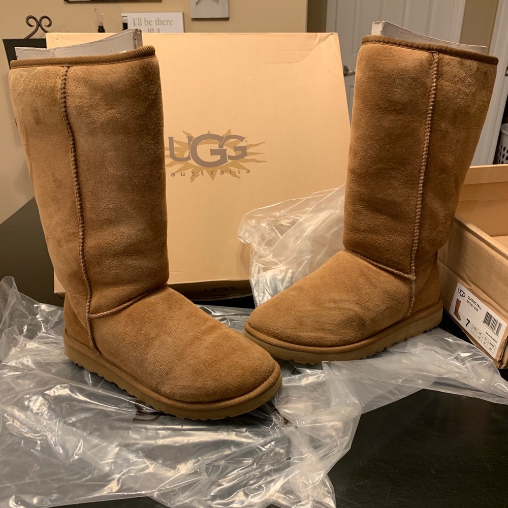 Ugg classic tall chestnut color-pristine, Like new